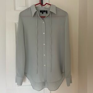 Theory Button Up Rory Blouse Rowena Drape, light blue/grey color, Small.